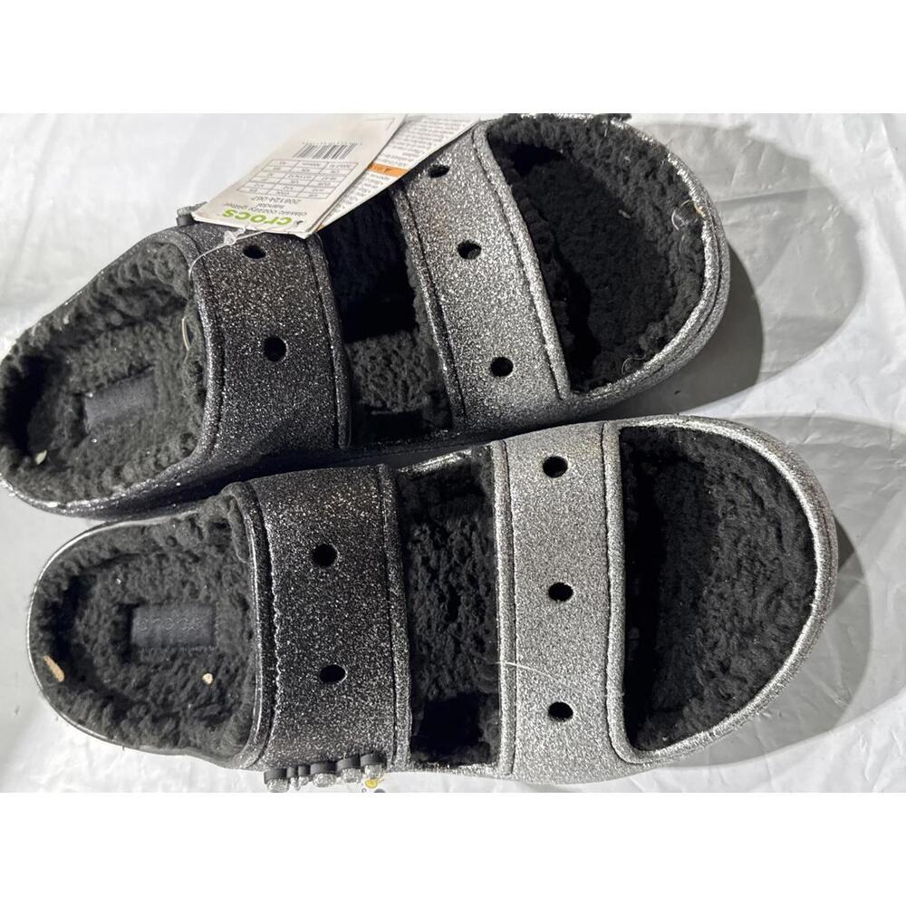 Crocs Unisex Classic Cozzzy Glitter Sliding Sandals - Picture 3 of 6